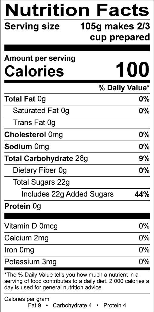 Nutrition Facts for Valencia Orange Sorbet